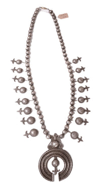 Navajo Sterling Silver Squash Blossom Naja Necklace