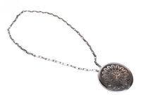 Hopi Pueblo Sterling Silver Overlay Sunface Pin/Pendant By Arthur Allen Lomayestewa
