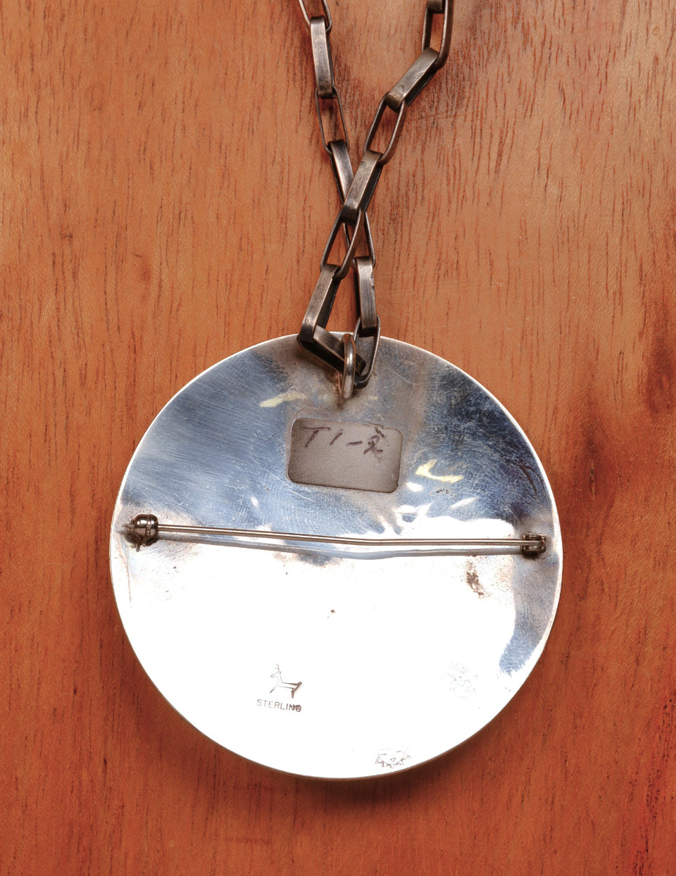 Hopi Pueblo Sterling Silver Overlay Sunface Pin/Pendant By Arthur Allen Lomayestewa