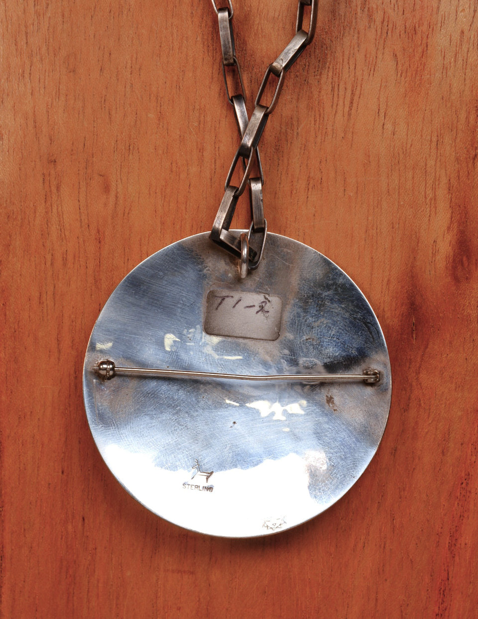 Hopi Pueblo Sterling Silver Overlay Sunface Pin/Pendant By Arthur Allen Lomayestewa