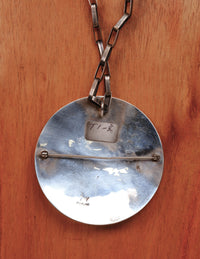 Hopi Pueblo Sterling Silver Overlay Sunface Pin/Pendant By Arthur Allen Lomayestewa