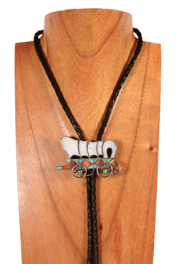 Zuni Pueblo Wagon Bolo Tie