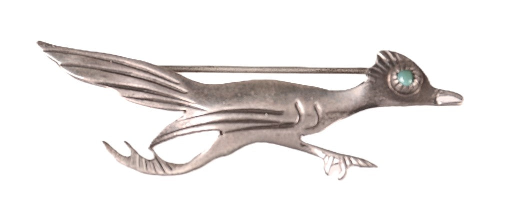 Navajo Sterling Silver Roadrunner Pin
