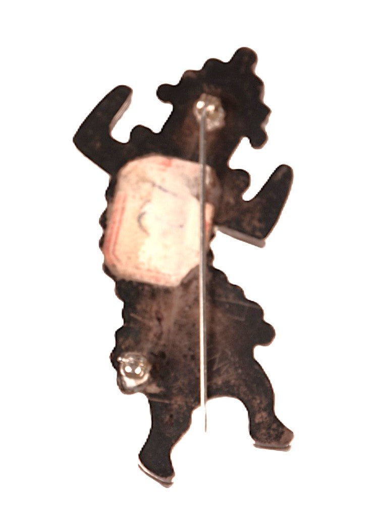 Zuni Pueblo Sterling Silver Inlaid Pin