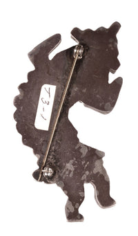 Zuni Pueblo Sterling Silver Inlaid Pin
