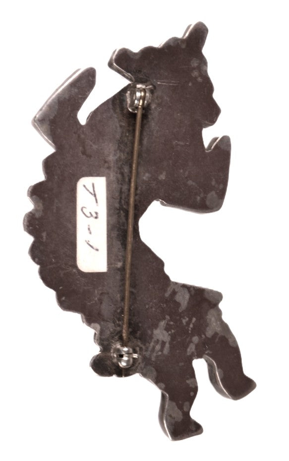 Zuni Pueblo Sterling Silver Inlaid Pin