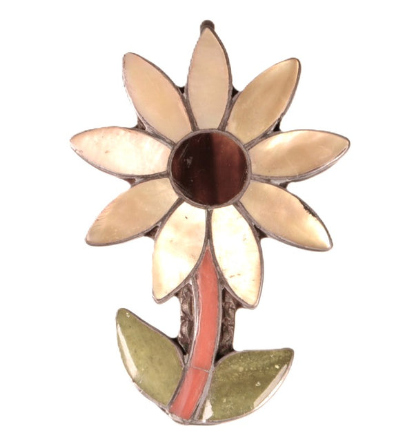 Zuni Pueblo Sterling Silver Inlaid Pin-Pendant