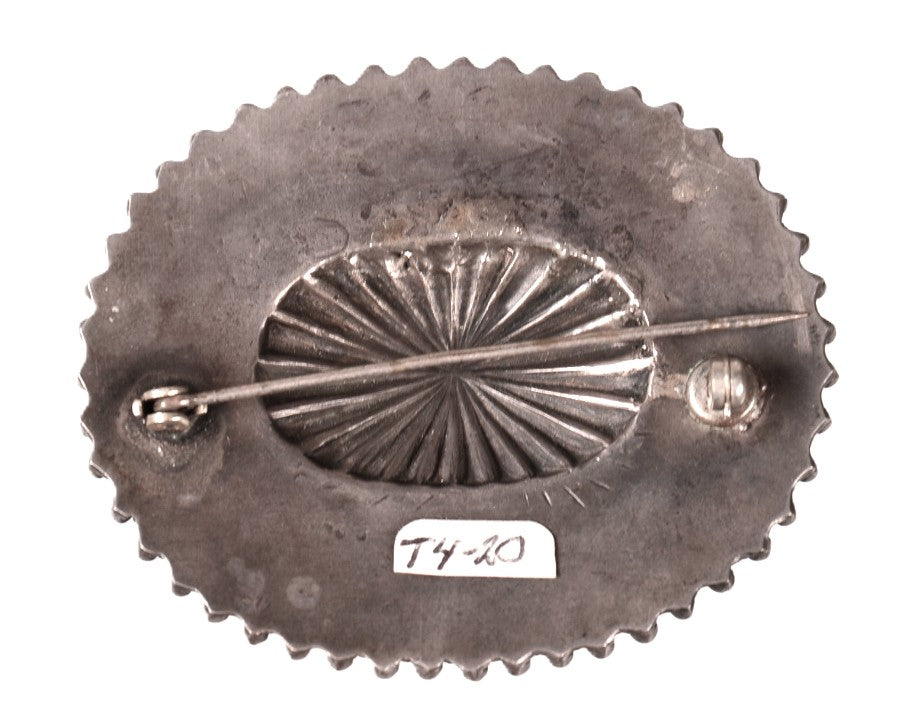 Zuni Pueblo Sterling Silver Oval Pin