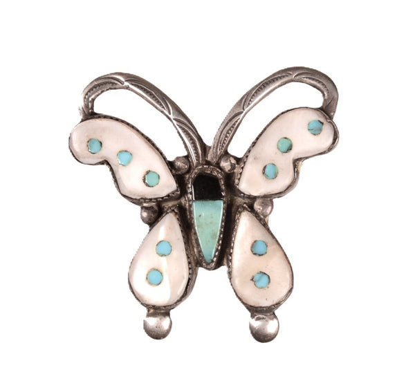 Zuni Pueblo Sterling Silver Butterfly Pin