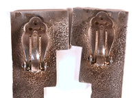 Navajo Sand Cast Sterling Silver Clip Earrings