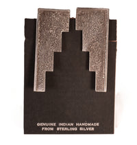 Navajo Sand Cast Sterling Silver Clip Earrings