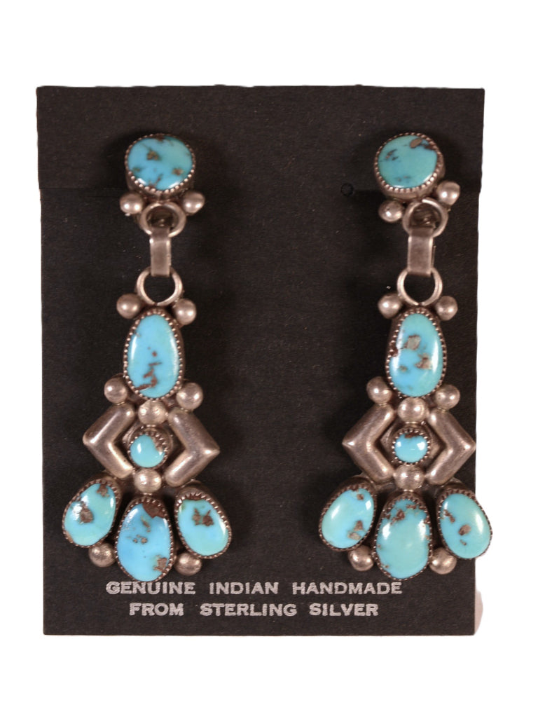 Navajo Turquoise Cluster Clip Earrings