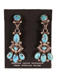 Navajo Turquoise Cluster Clip Earrings