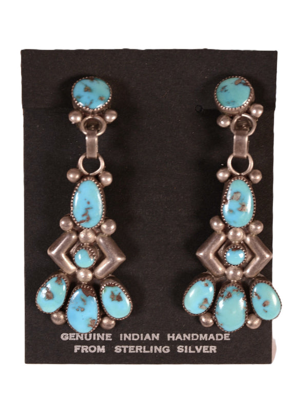 Navajo Turquoise Cluster Clip Earrings