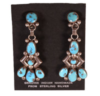 Navajo Turquoise Cluster Clip Earrings
