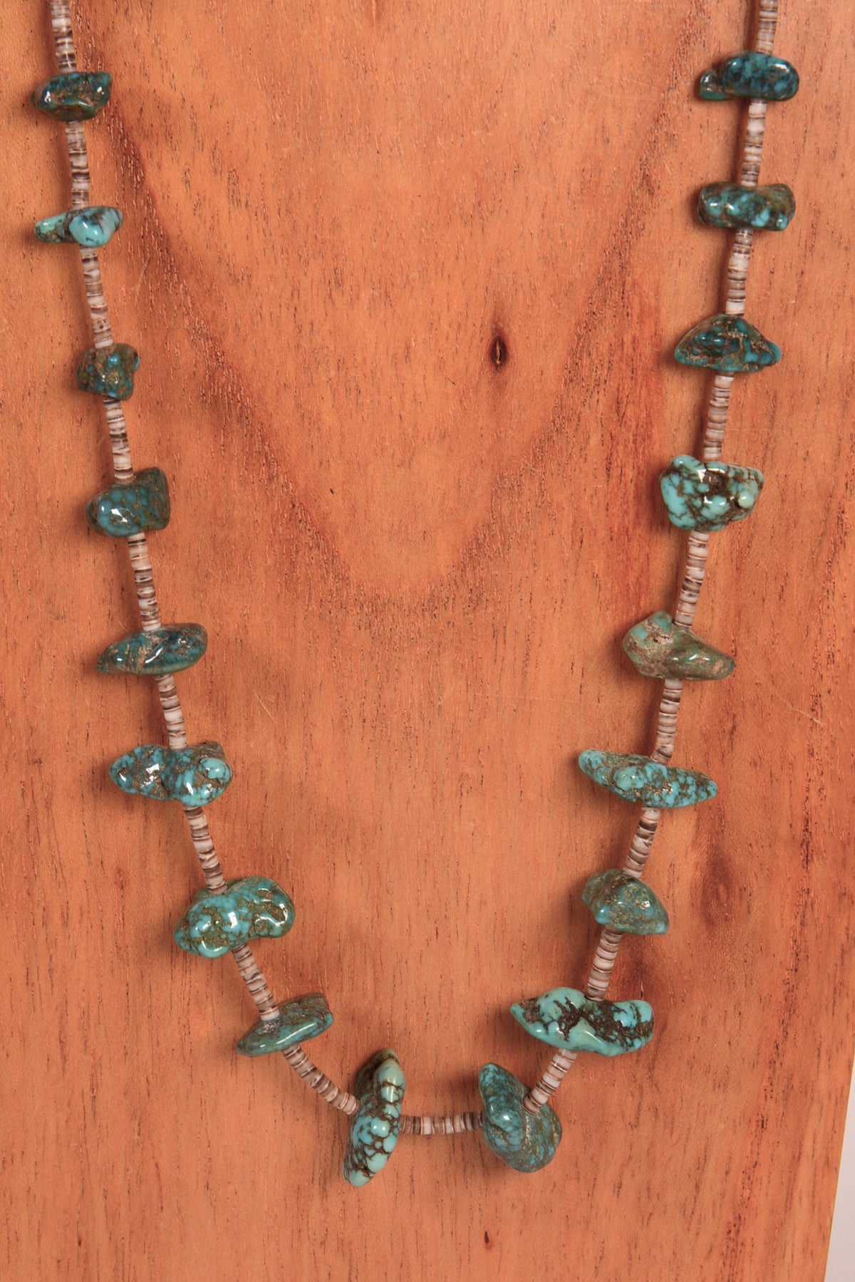 Navajo Heishi and Nugget Green Turquoise Necklace