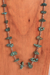 Navajo Heishi and Nugget Green Turquoise Necklace