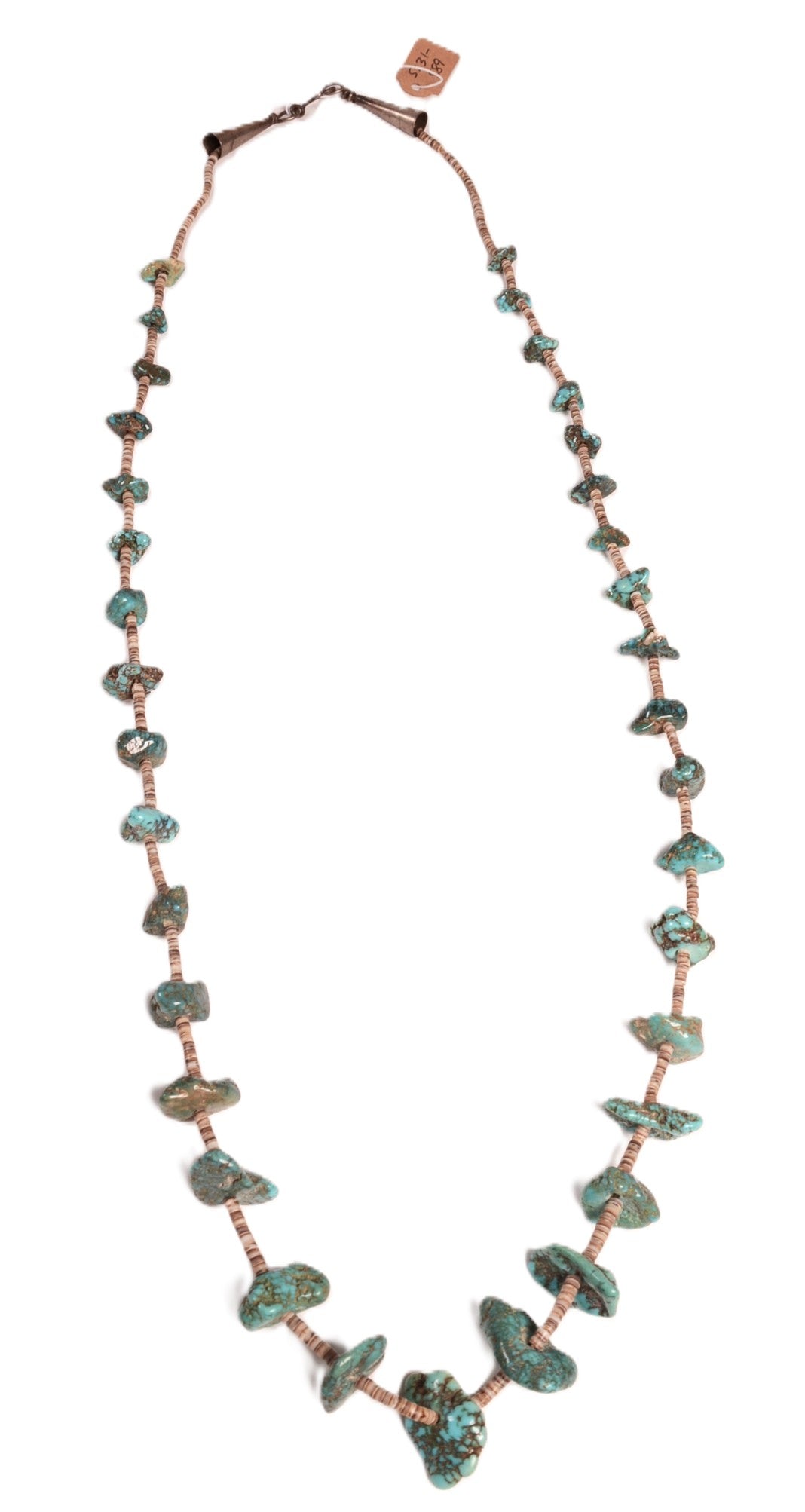 Navajo Heishi and Nugget Green Turquoise Necklace