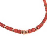 Navajo Coral and Gold Beads Necklace
