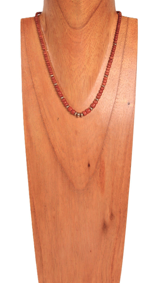 Navajo Coral and Gold Beads Necklace