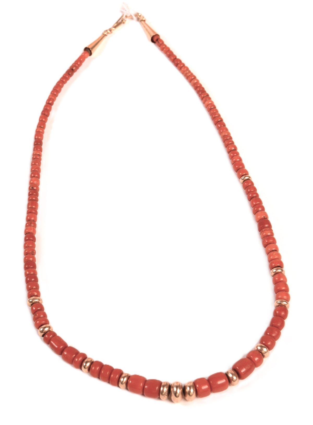 Navajo Coral and Gold Beads Necklace