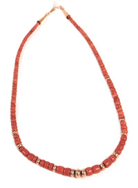 Navajo Coral and Gold Beads Necklace
