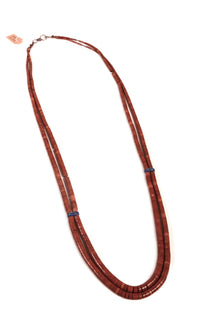 Santo Domingo Pueblo Dark Red Coral Beads Necklace