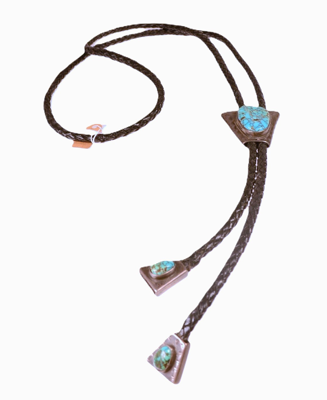 Navajo Large Oval #8 Spiderweb Turquoise Bolo