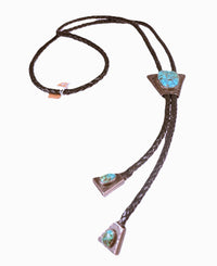 Navajo Large Oval #8 Spiderweb Turquoise Bolo