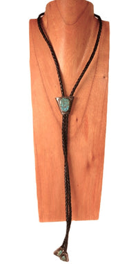 Navajo Large Oval #8 Spiderweb Turquoise Bolo