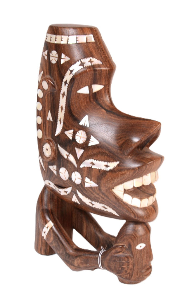 South Pacific Inlaid Shell Tiki Head