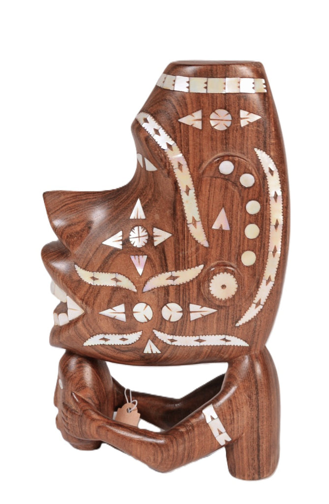 South Pacific Inlaid Shell Tiki Head