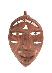 South Pacific Inlaid Shell Wood Mask Tiki Head