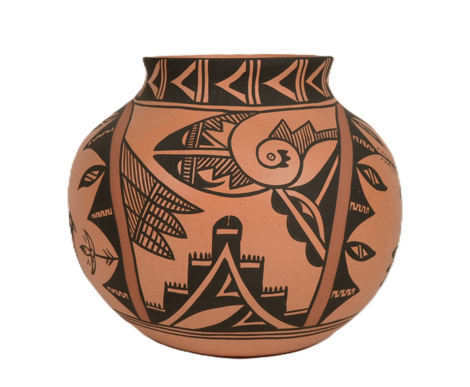 Jemez Pueblo Polychrome Pottery Jar By Reyes Madalena