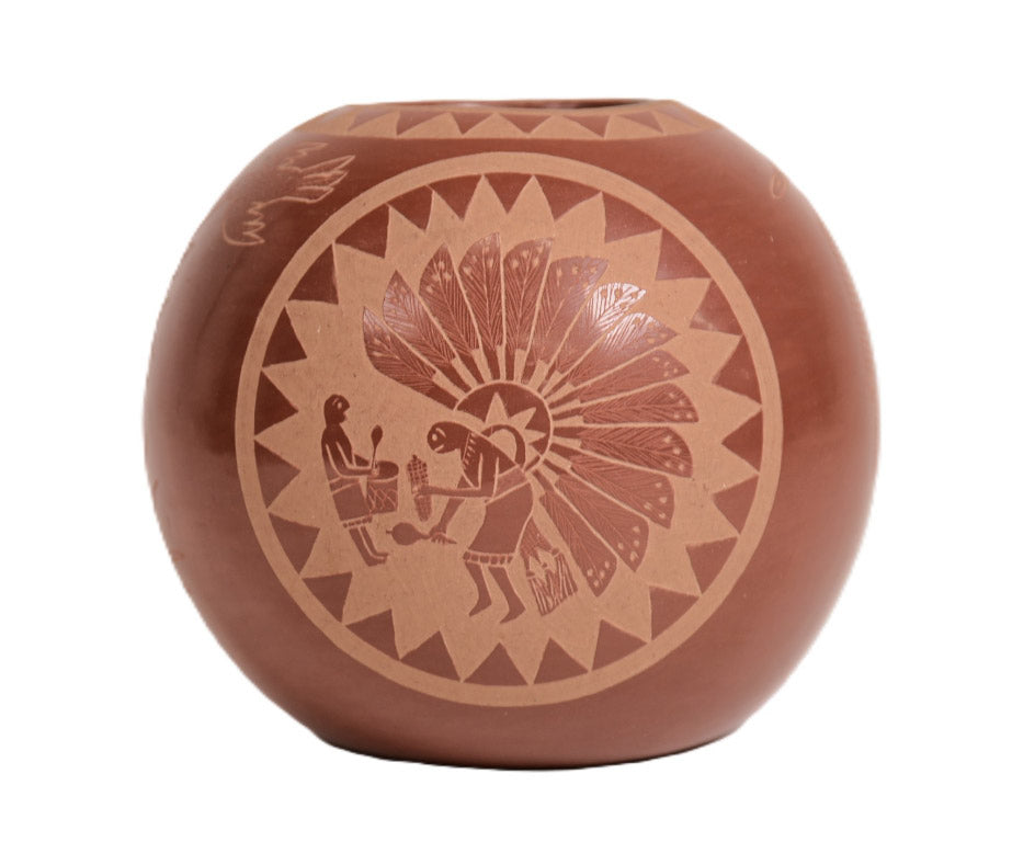 Santa Clara Pueblo Pottery By Camillo Tafoya "Sunflower"