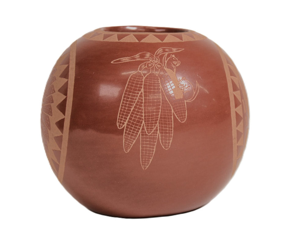 Santa Clara Pueblo Pottery By Camillo Tafoya "Sunflower"