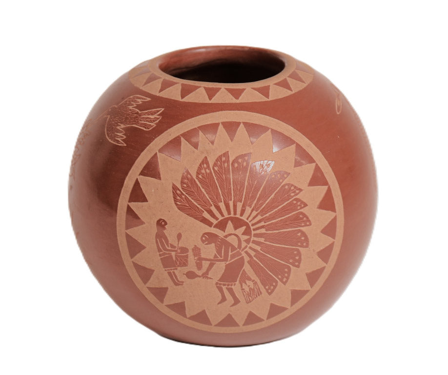 Santa Clara Pueblo Pottery By Camillo Tafoya "Sunflower"