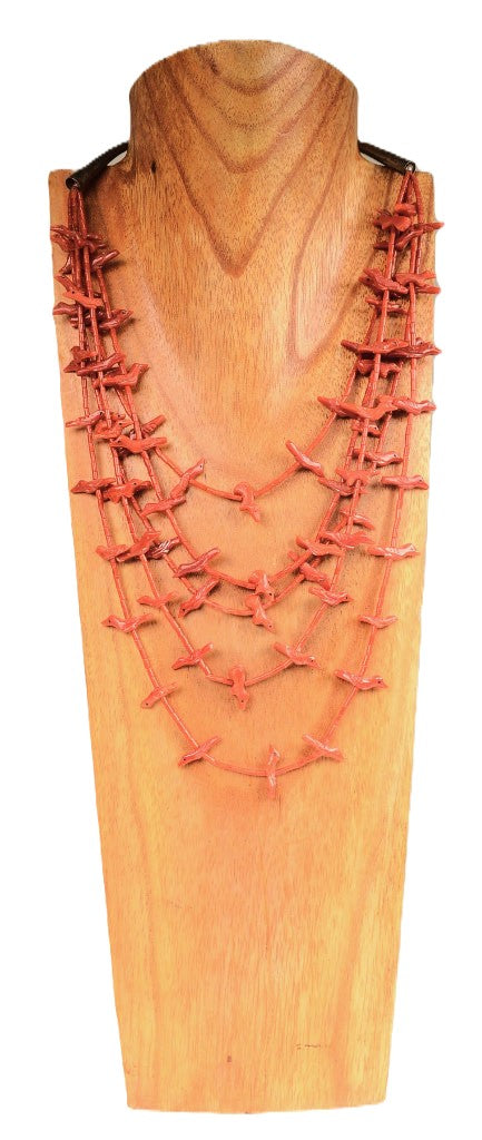 Navajo Coral Fetish Bird Necklace