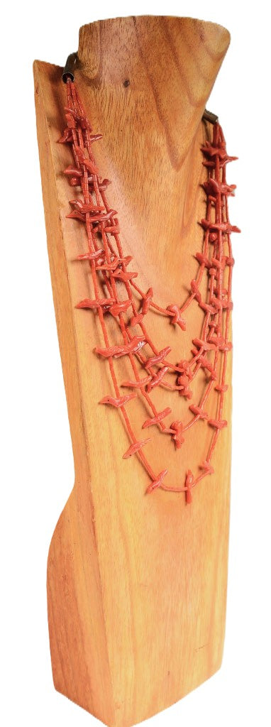 Navajo Coral Fetish Bird Necklace