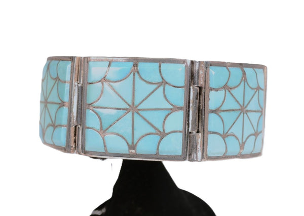 Zuni Turquoise Link Bracelet By Florentine and Lela Panteah