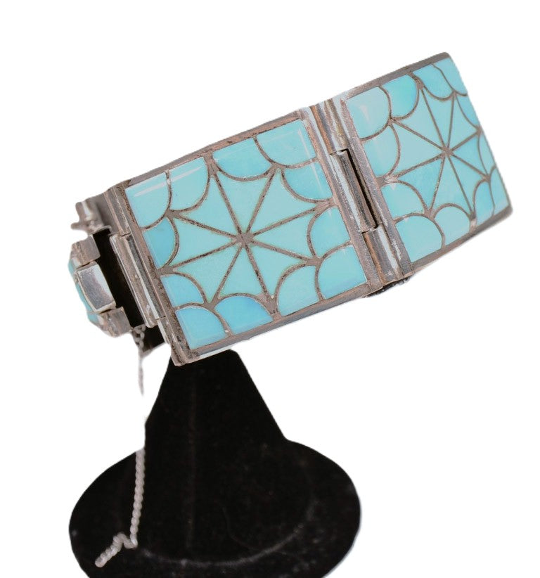 Zuni Turquoise Link Bracelet By Florentine and Lela Panteah