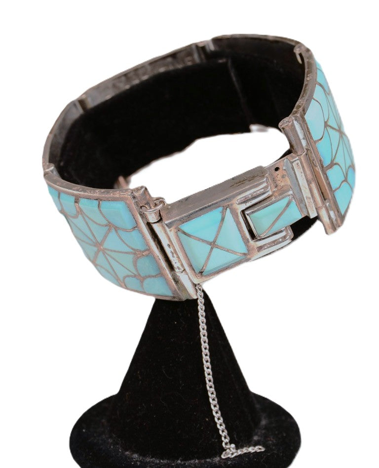 Zuni Turquoise Link Bracelet By Florentine and Lela Panteah