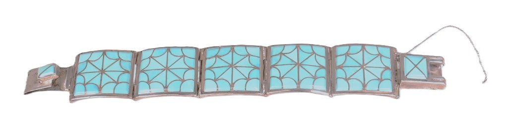 Zuni Turquoise Link Bracelet By Florentine and Lela Panteah