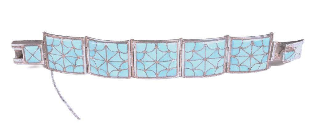 Zuni Turquoise Link Bracelet By Florentine and Lela Panteah