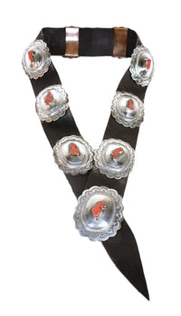 Navajo Concho Belt with Coral By Orville Tsinnie