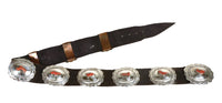 Navajo Concho Belt with Coral By Orville Tsinnie