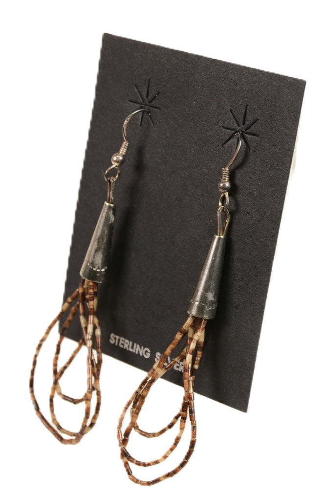 Navajo Heishi Brown French Hook Earrings