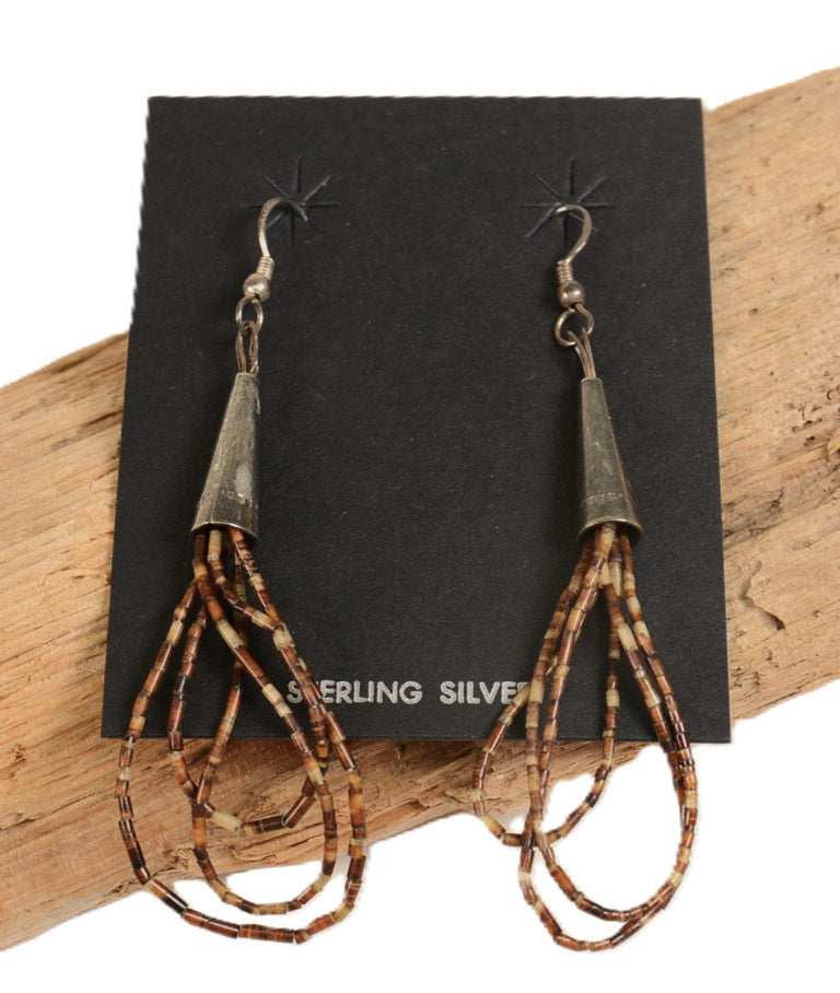 Navajo Heishi Brown French Hook Earrings