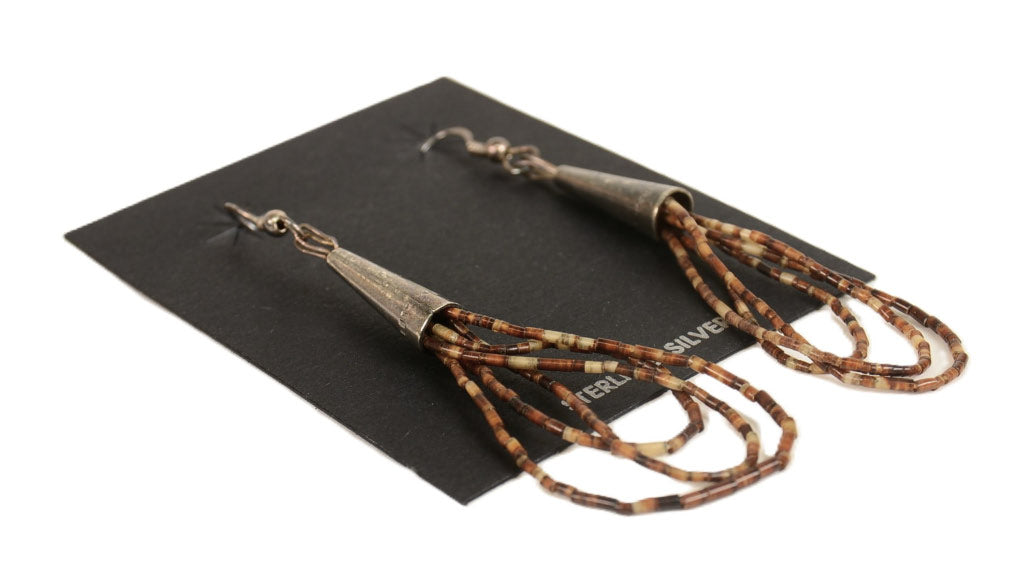 Navajo Heishi Brown French Hook Earrings