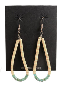 Navajo French Hook Heishi with Turquoise Earrings